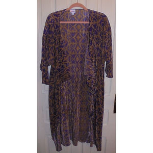 LuLaRoe Shirly Waterfront Fall Front Cover Up Purple/Gold size M